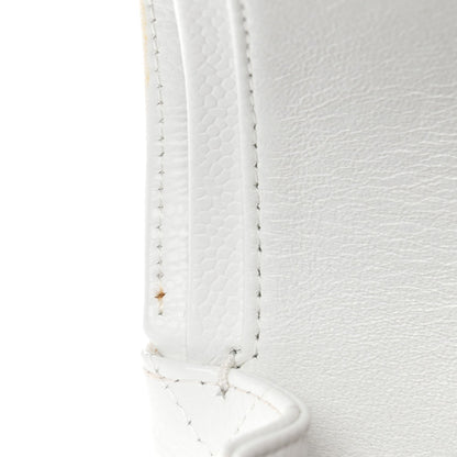 Caviar Quilted Medium Double Flap White