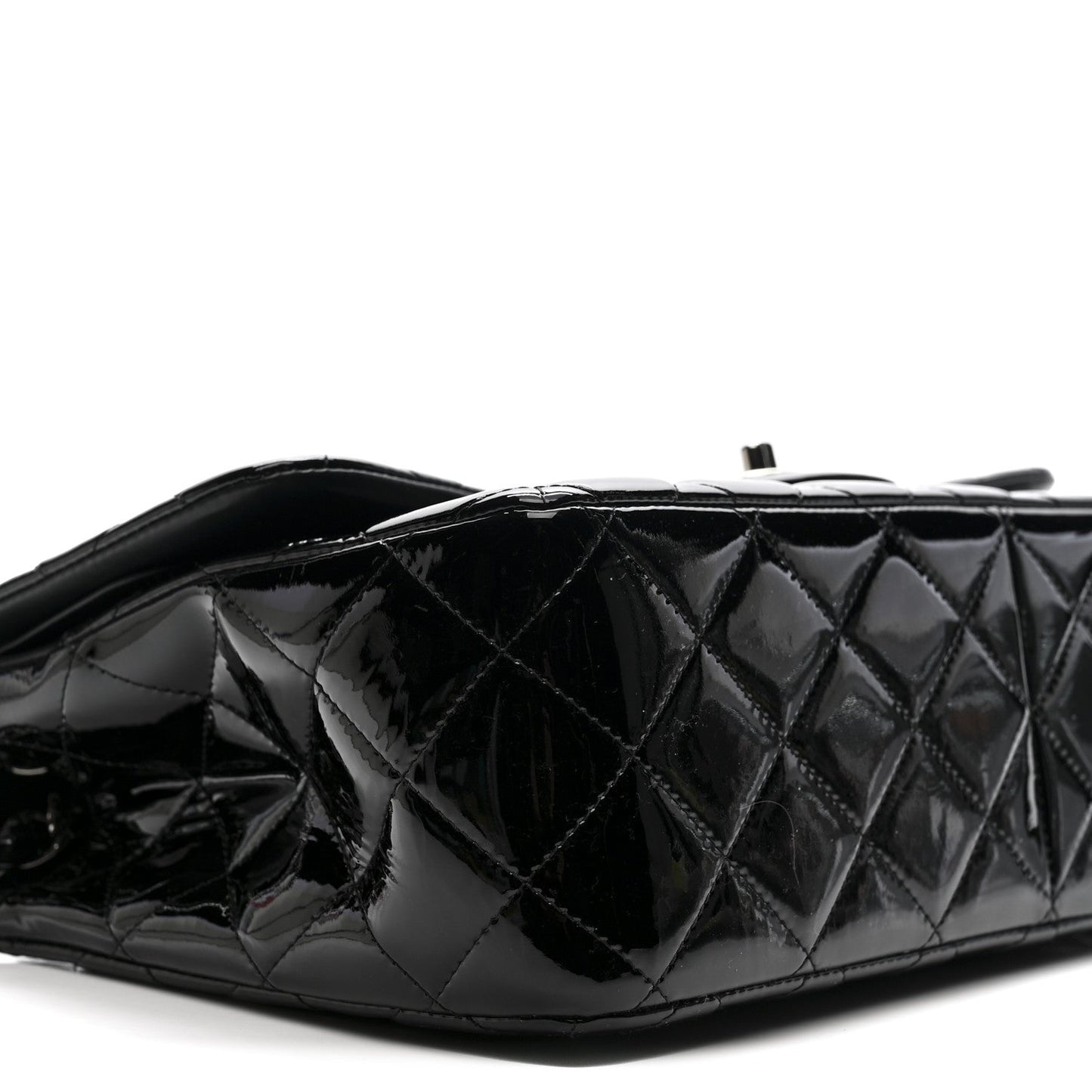 Patent Quilted Jumbo Double Flap Black
