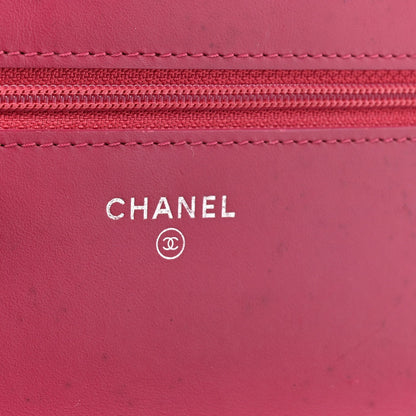 Patent Quilted Brilliant Wallet On Chain WOC Coral