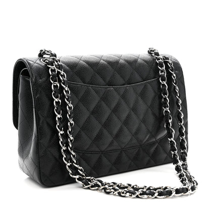 Caviar Quilted Jumbo Double Flap Black