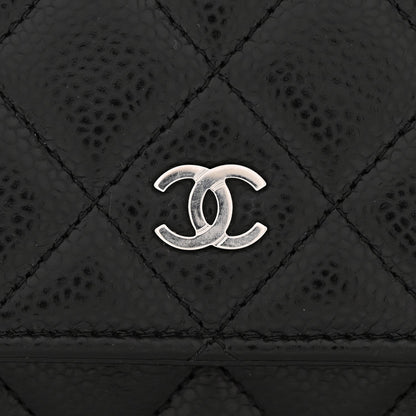 Caviar Quilted Wallet on Chain WOC Black