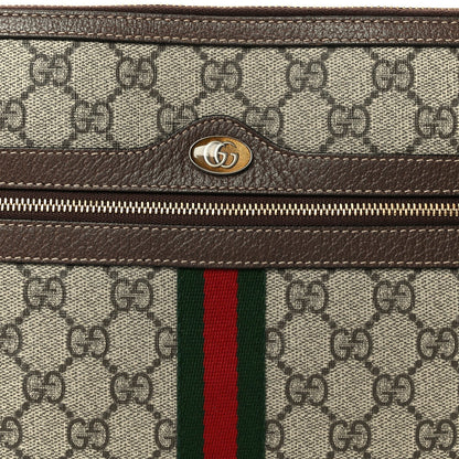GG Supreme Monogram Large Ophidia Pouch Clutch Brown