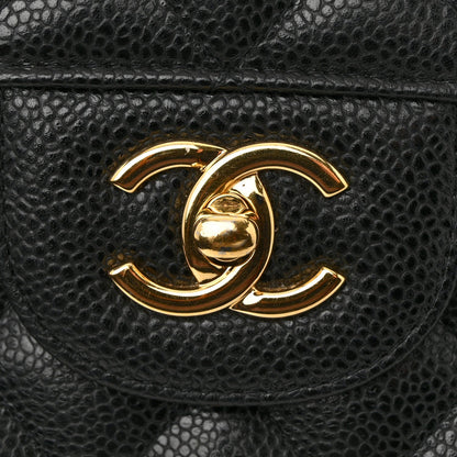 Caviar Quilted Jumbo Double Flap Black