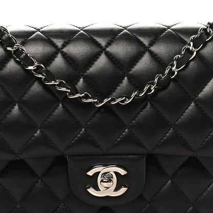 Lambskin Quilted Medium Double Flap Black