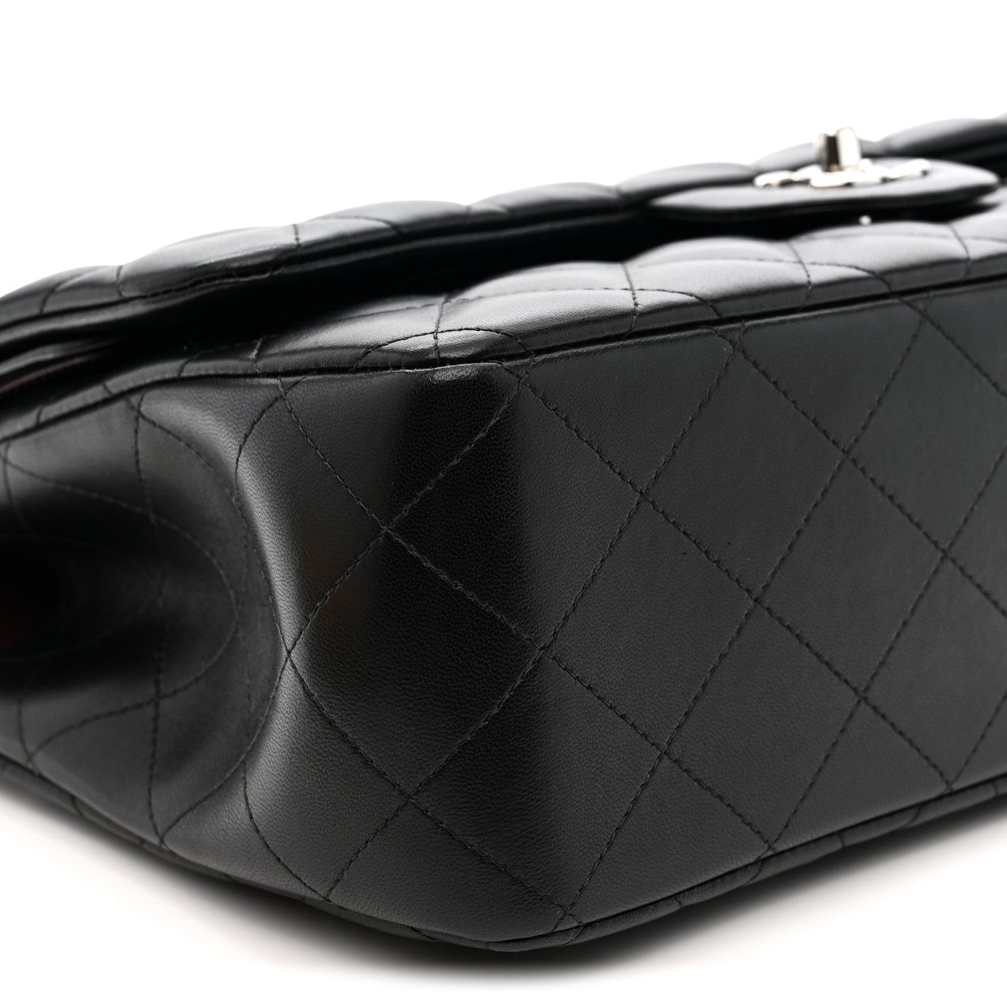 Lambskin Quilted Jumbo Double Flap Black