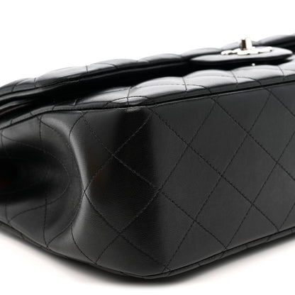 Lambskin Quilted Jumbo Double Flap Black