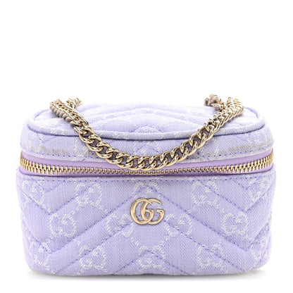 Denim GG Monogram Nano GG Marmont Vanity Bag Light Purple