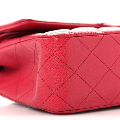 Caviar Quilted Medium Double Flap Dark Pink
