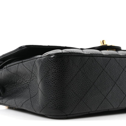 Caviar Quilted Medium Double Flap Black