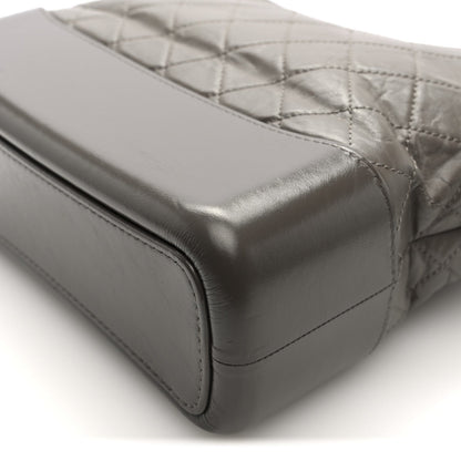 Aged Calfskin Quilted Medium Gabrielle Hobo Grey