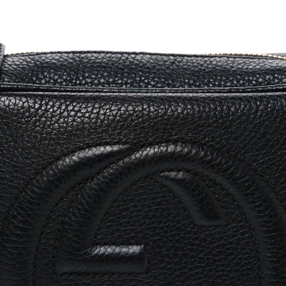 Pebbled Calfskin Small Soho Disco Bag Black