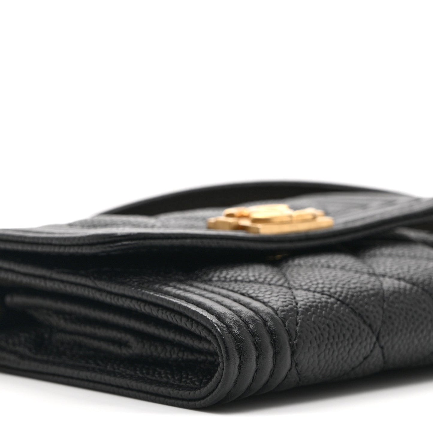 Caviar Quilted Boy Card Holder On Chain Black
