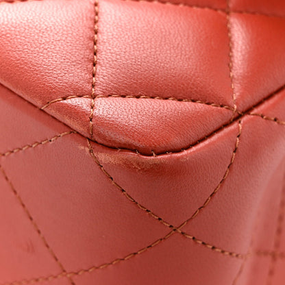 Lambskin Quilted Medium Double Flap Brown