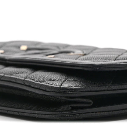 Caviar Quilted CC Filigree Wallet On Chain WOC Black