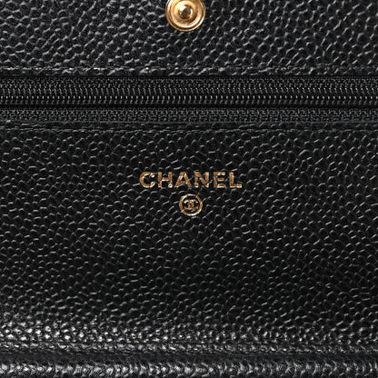 Caviar Quilted Wallet on Chain WOC Black