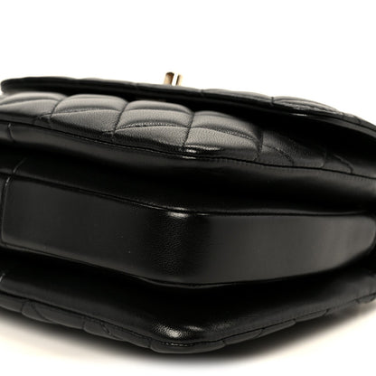Lambskin Quilted Small Trendy CC Dual Handle Flap Bag Black