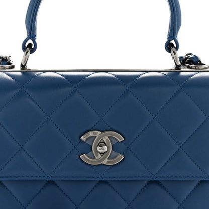 Lambskin Quilted Small Trendy CC Flap Dual Handle Bag Blue