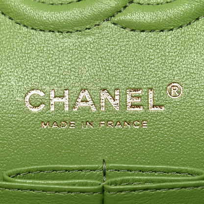 Caviar Quilted Small Double Flap Green