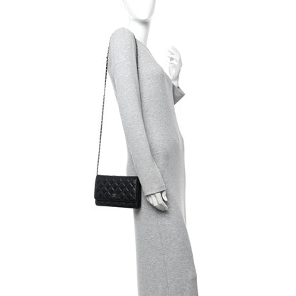 Caviar Quilted Wallet on Chain WOC Black
