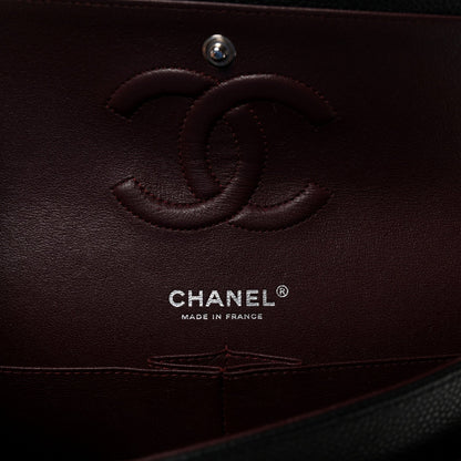 Caviar Quilted Medium Double Flap Black