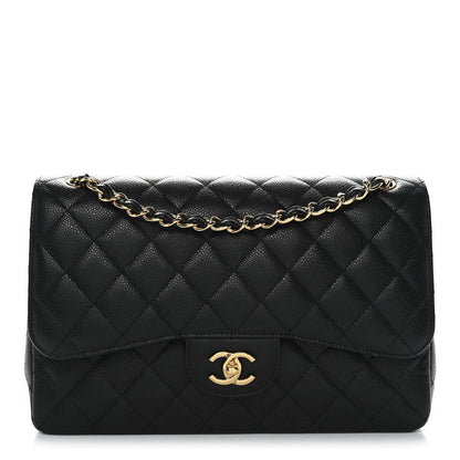 Caviar Quilted Jumbo Double Flap Black