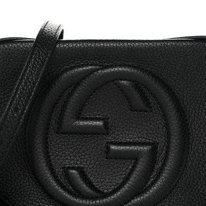 Pebbled Calfskin Small Soho Disco Bag Black