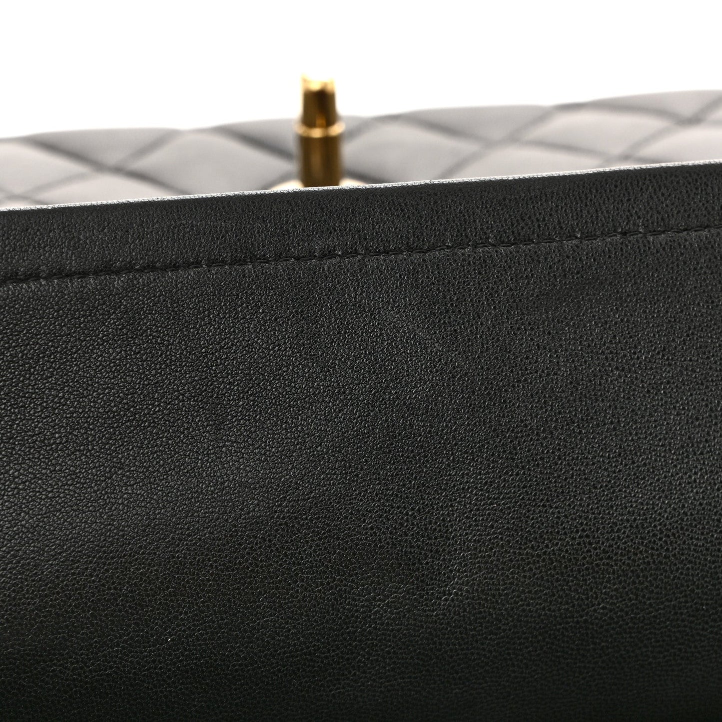 Lambskin Quilted Medium Double Flap Black