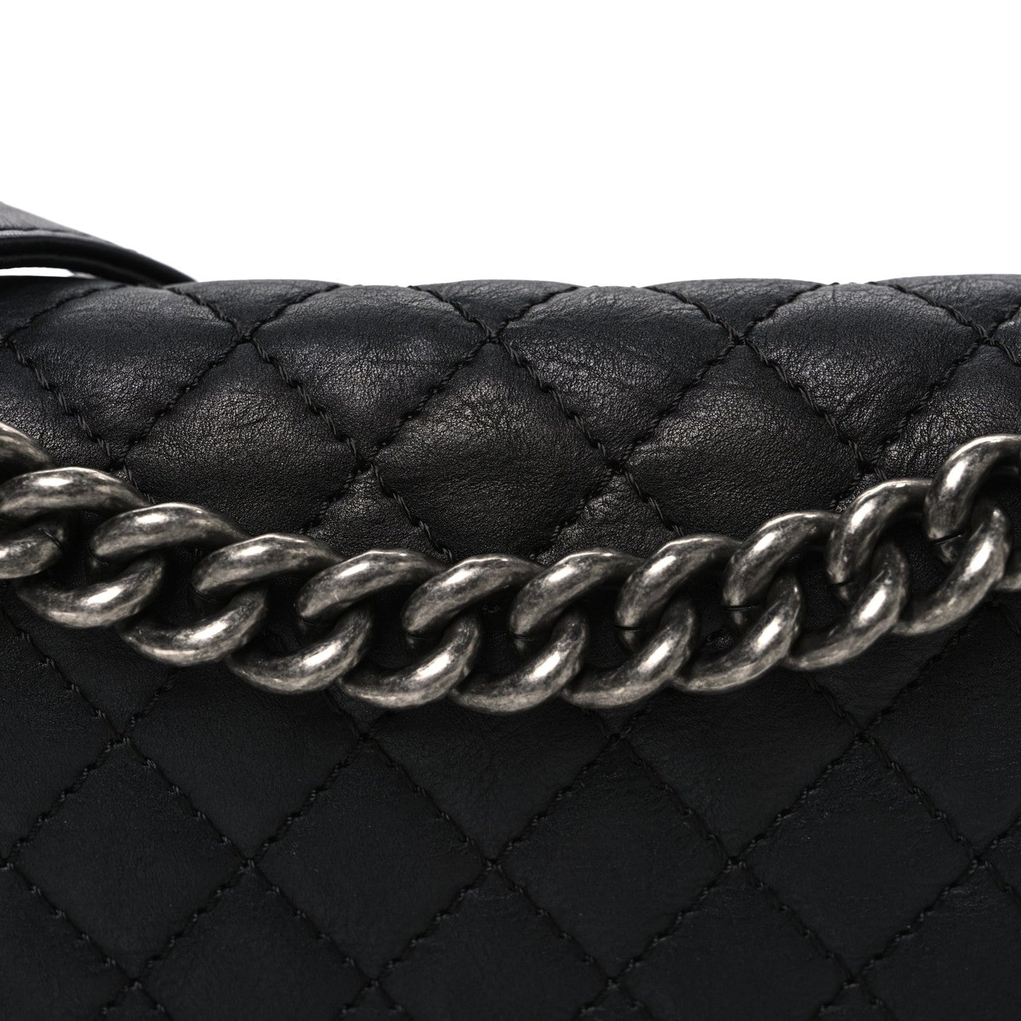 Calfskin Quilted Metal Embellished Paris Dallas Medium Boy Flap Black