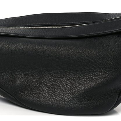 Grained Calfskin Large Slouchy Banana Bag Black