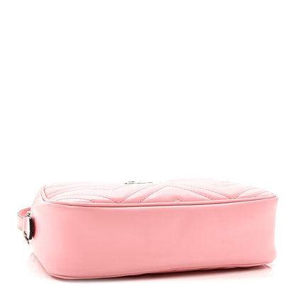 Calfskin Matelasse Small GG Marmont Chain Shoulder Bag Wild Rose