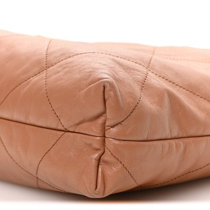 Shiny Calfskin Quilted Chanel 22 Camel