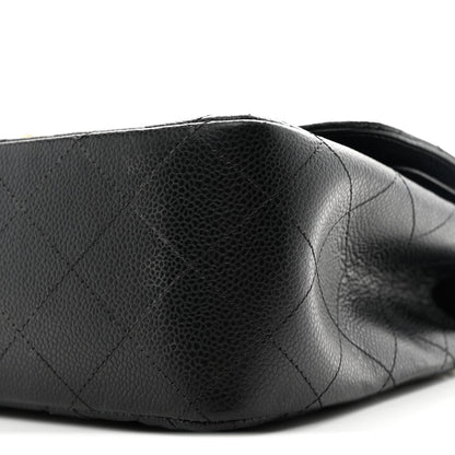 Caviar Quilted Jumbo Double Flap Black
