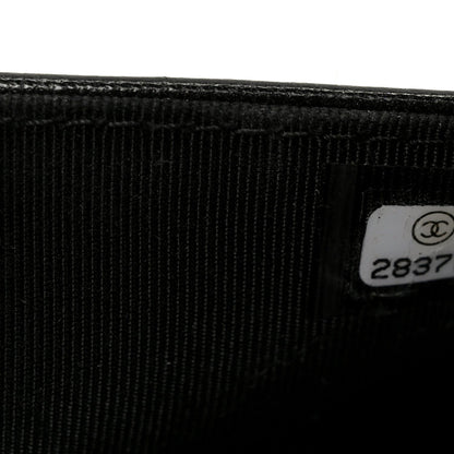 Lambskin Chevron Quilted Wallet On Chain WOC Black