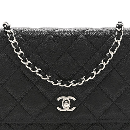Caviar Quilted CC Turnlock Wallet On Chain WOC Black