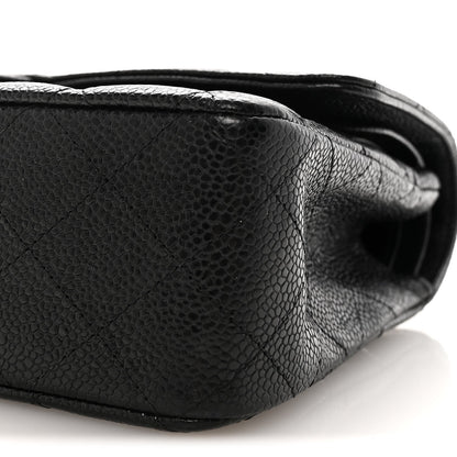 Caviar Quilted Medium Double Flap Black