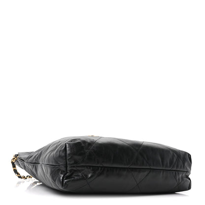 Shiny Calfskin Quilted Small Chanel 22 Black