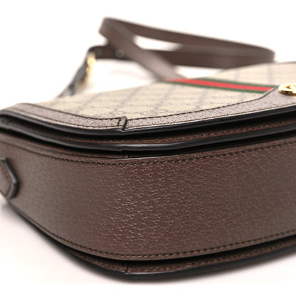 GG Supreme Monogram Web Small Ophidia Flap Messenger Bag Brown