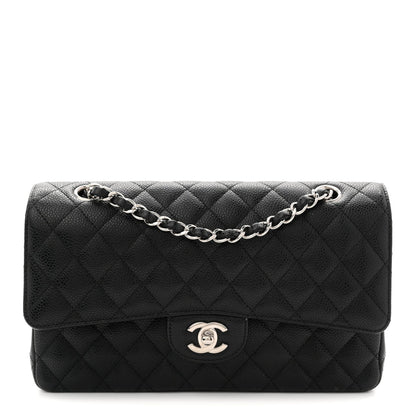 Caviar Quilted Medium Double Flap Black