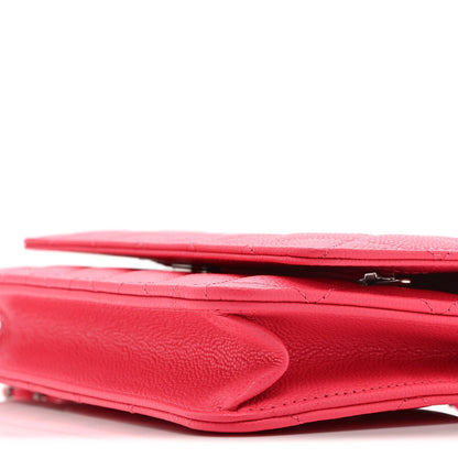 Caviar Quilted Wallet on Chain WOC Dark Pink