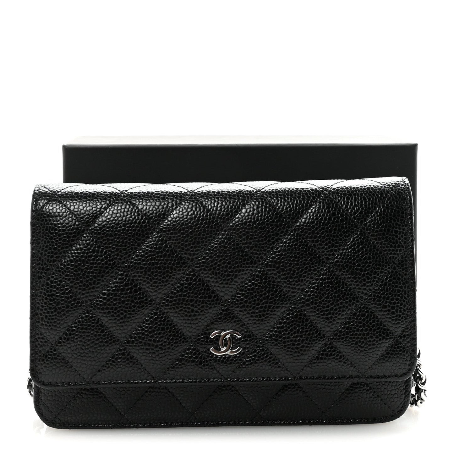 Caviar Quilted Wallet on Chain WOC Black