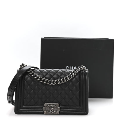 Caviar Quilted Medium Boy Flap Black