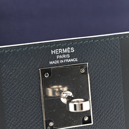 Epsom Sombrero Taurillon Clemence Kellygraphie Lettre H Kelly Sellier 28 Vert Cypress Bleu Obscur Malachite Bleu Encre
