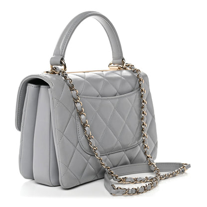 Lambskin Quilted Small Trendy CC Flap Dual Handle Bag Grey