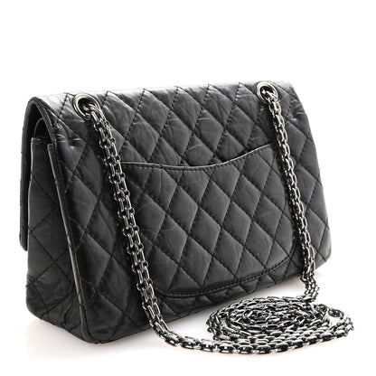 Aged Calfskin Quilted 2.55 Reissue 225 Flap Black