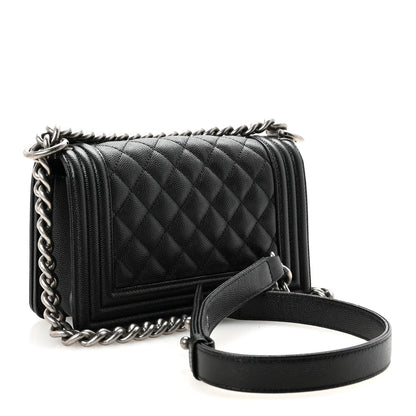 Caviar Quilted Small Boy Flap Black