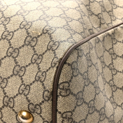 GG Supreme Monogram Textured Dollar Calfskin Web Medium Ophidia Carry-On Duffle Bag Beige Ebony New Acero