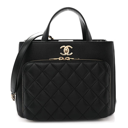 Caviar Quilted Small Business Affinity Shopping Bag Black