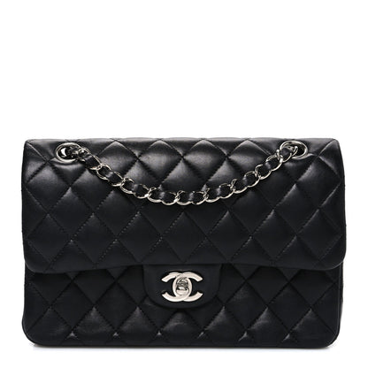 Lambskin Quilted Small Double Flap Black