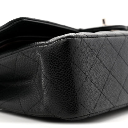 Caviar Quilted Medium Double Flap Black