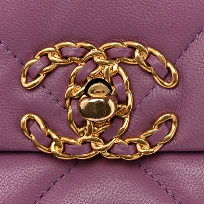 Goatskin Quilted Medium Chanel 19 Flap Purple